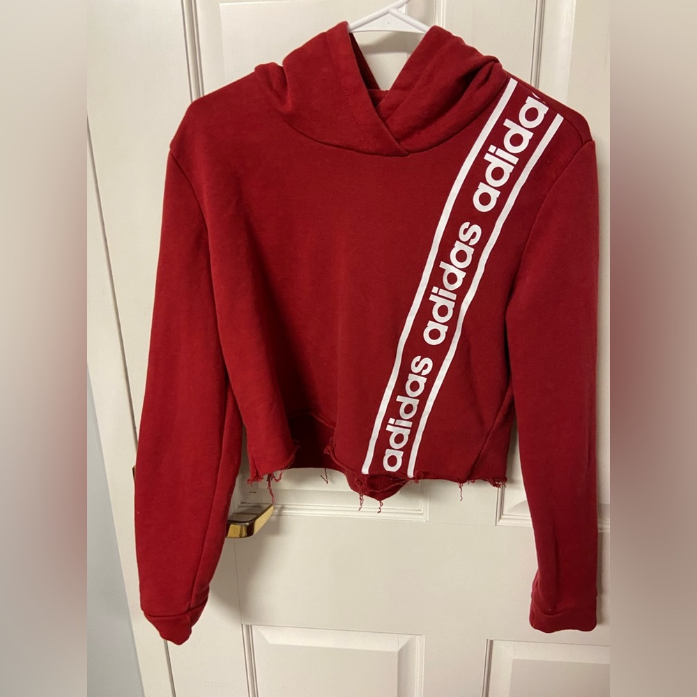 Red adidas cropped hoodie!
